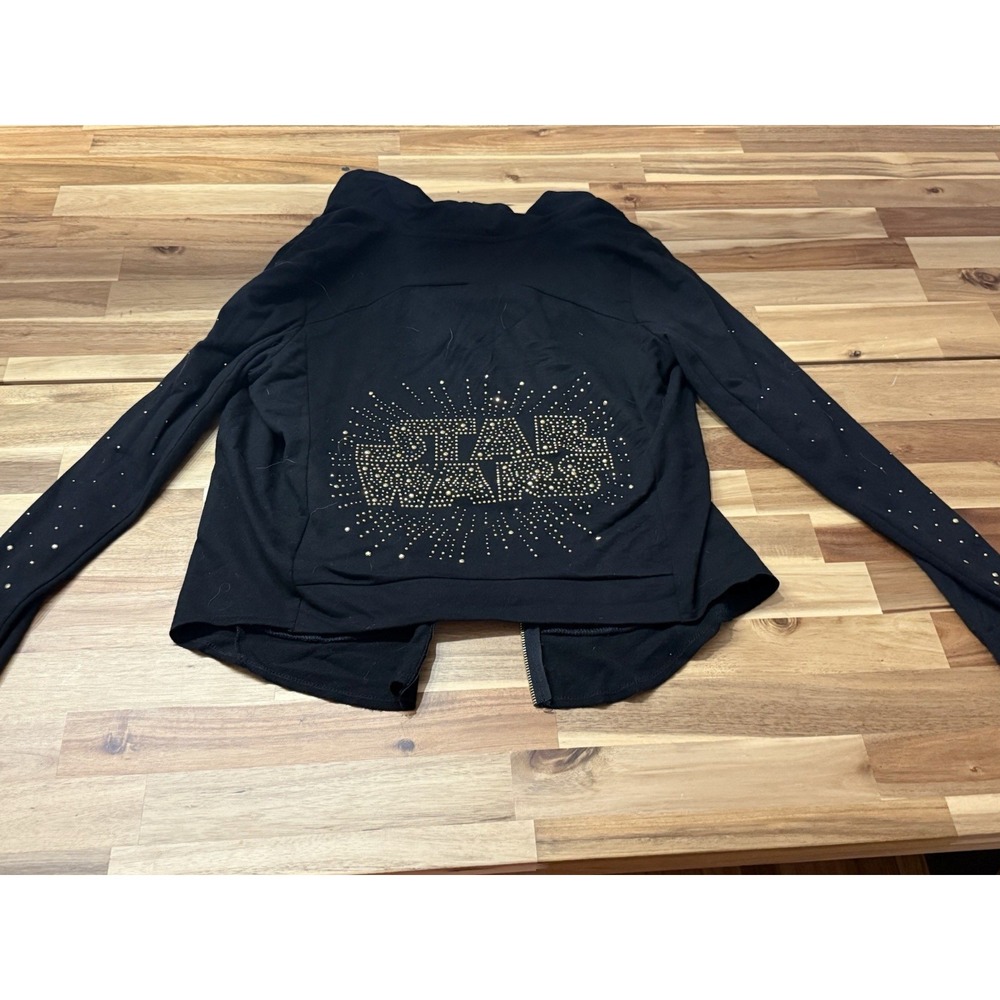 Star Wars Jacket Rock & Republic Jeweled Glitz Women's Hood Size S Black Gold.